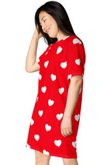 Heart Print T-shirt dress - Objet D'Art