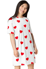 Heart Print T-shirt dress - Objet D'Art