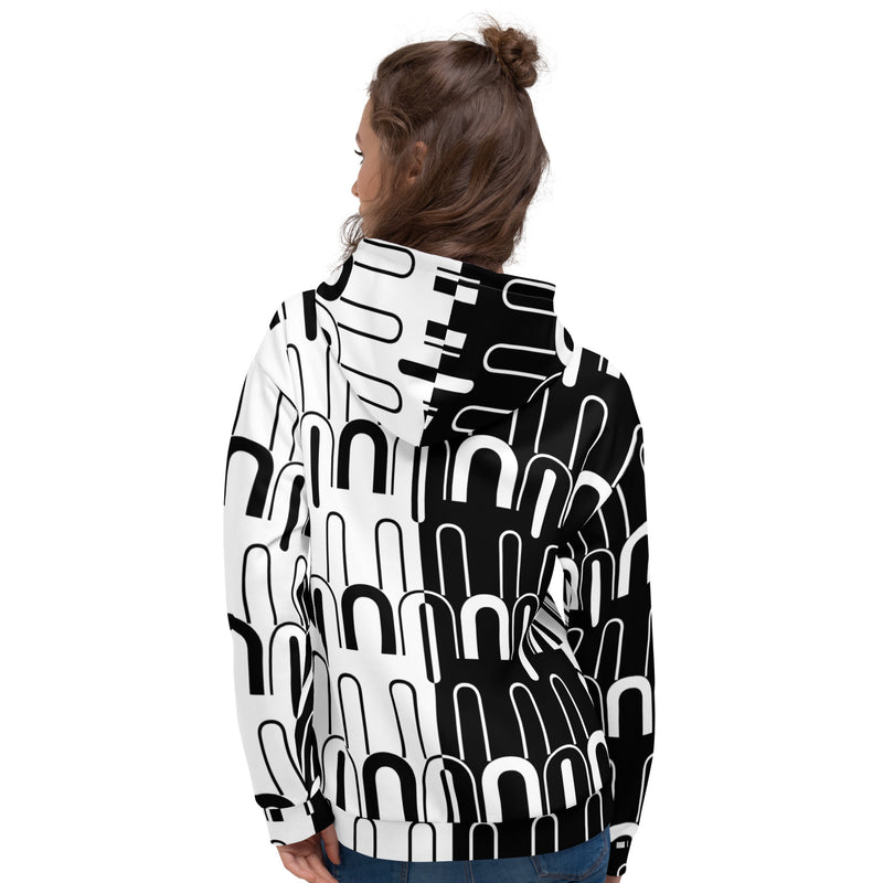 Black and White Abstract Unisex Hoodie - Objet D'Art