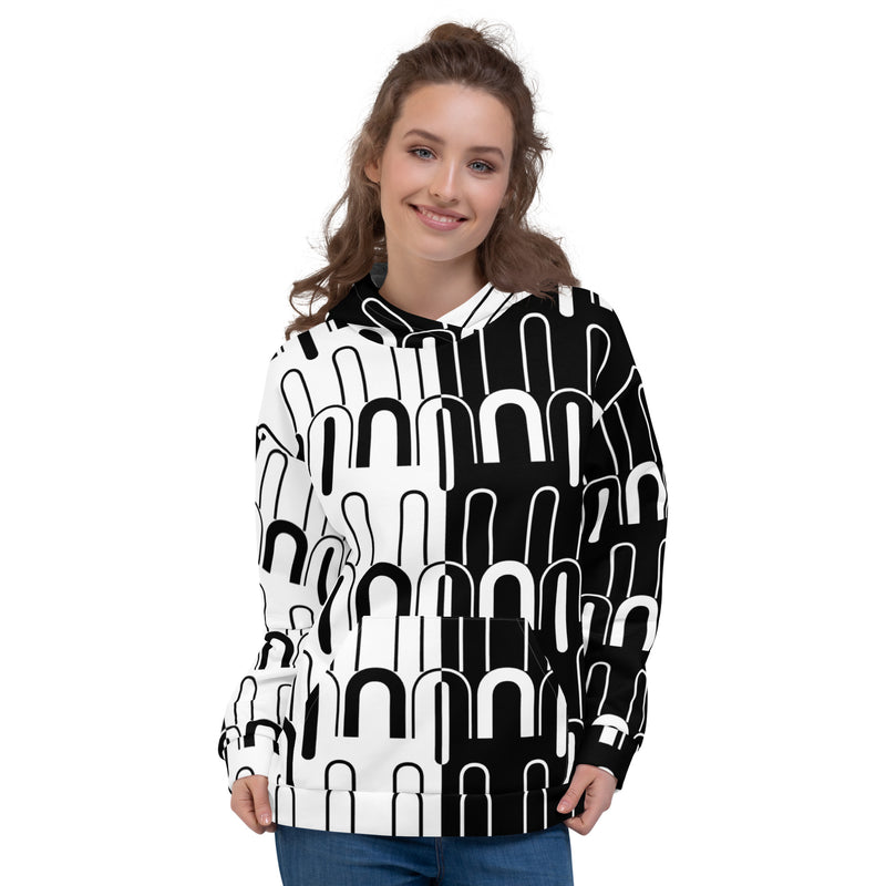 Black and White Abstract Unisex Hoodie - Objet D'Art
