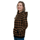 Earth Tone Houndstooth and Stripes Unisex Hoodie - Objet D'Art