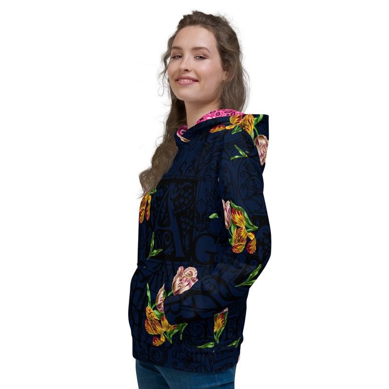 Floral Calligraphy Unisex Hoodie - Objet D'Art