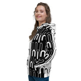 Black and White Abstract Unisex Hoodie - Objet D'Art