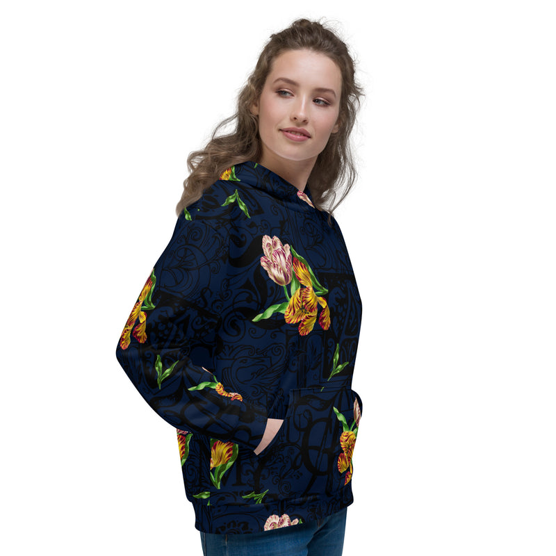 Floral Calligraphy Unisex Hoodie - Objet D'Art