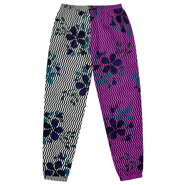 Two Tone Floral Waves Unisex track pants - Objet D'Art