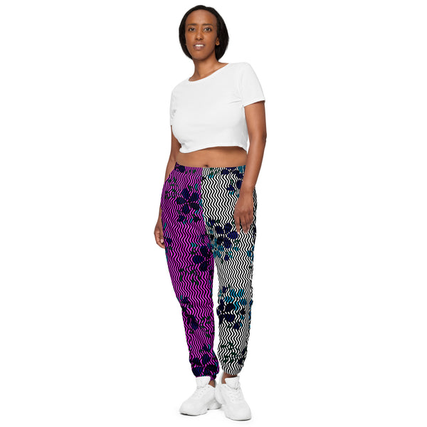 Two Tone Floral Waves Unisex track pants - Objet D'Art