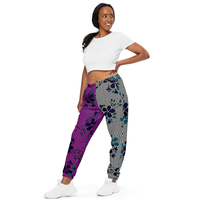 Two Tone Floral Waves Unisex track pants - Objet D'Art