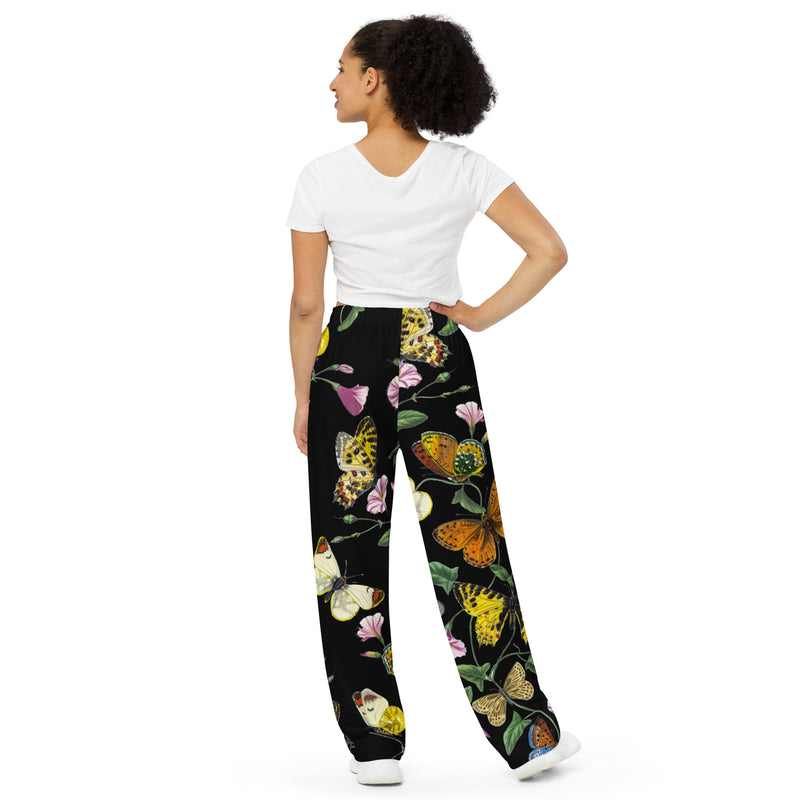 Butterfly Print unisex wide-leg pants - Objet D'Art