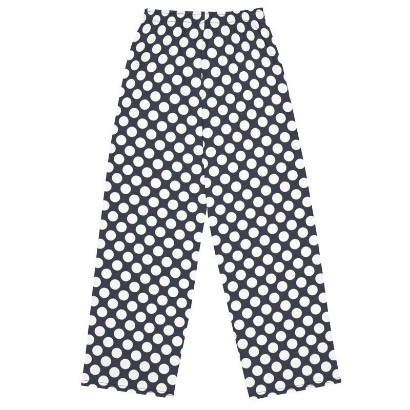 Polka Dot on Payne's Gray unisex wide-leg pants - Objet D'Art