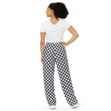Polka Dot on Payne's Gray unisex wide-leg pants - Objet D'Art