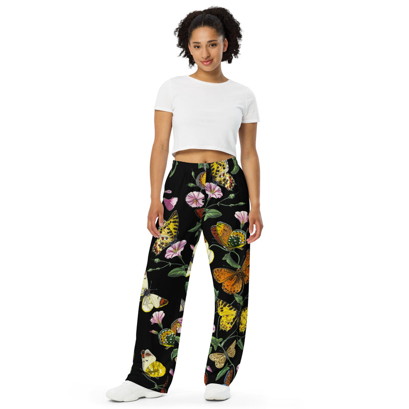 Butterfly Print unisex wide-leg pants - Objet D'Art