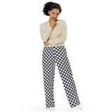 Polka Dot on Payne's Gray unisex wide-leg pants - Objet D'Art