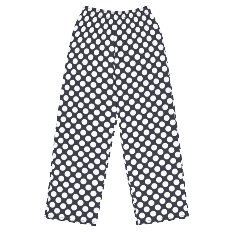 Polka Dot on Payne's Gray unisex wide-leg pants - Objet D'Art
