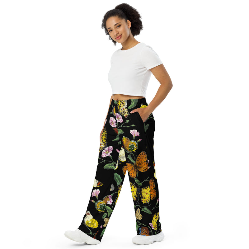 Butterfly Print unisex wide-leg pants - Objet D'Art