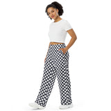 Polka Dot on Payne's Gray unisex wide-leg pants - Objet D'Art