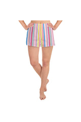 Vertical Stripes Women's Athletic Short Shorts - Objet D'Art