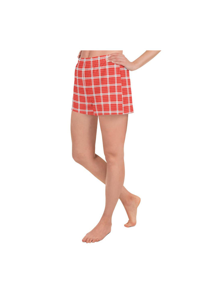 Red Plaid Women's Athletic Short Shorts - Objet D'Art
