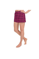 Pink Plaid Women's Athletic Short Shorts - Objet D'Art