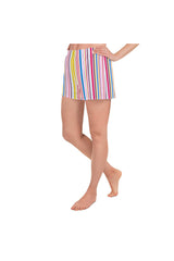 Vertical Stripes Women's Athletic Short Shorts - Objet D'Art