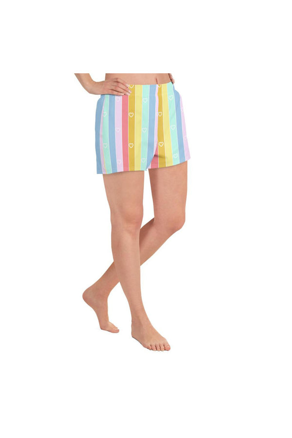 Pastel Rainbow Hearts Women's Athletic Short Shorts - Objet D'Art