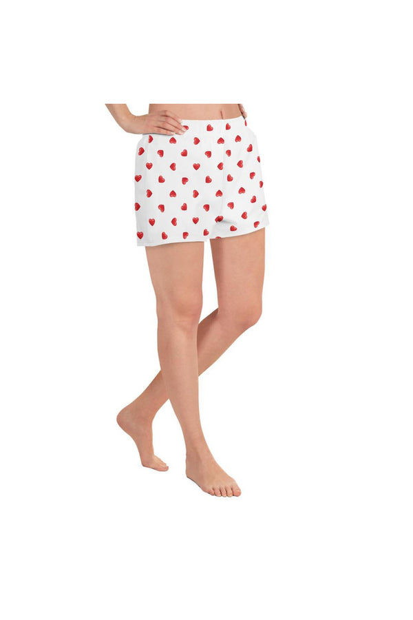 Red Hot Hearts Women's Athletic Short Shorts - Objet D'Art