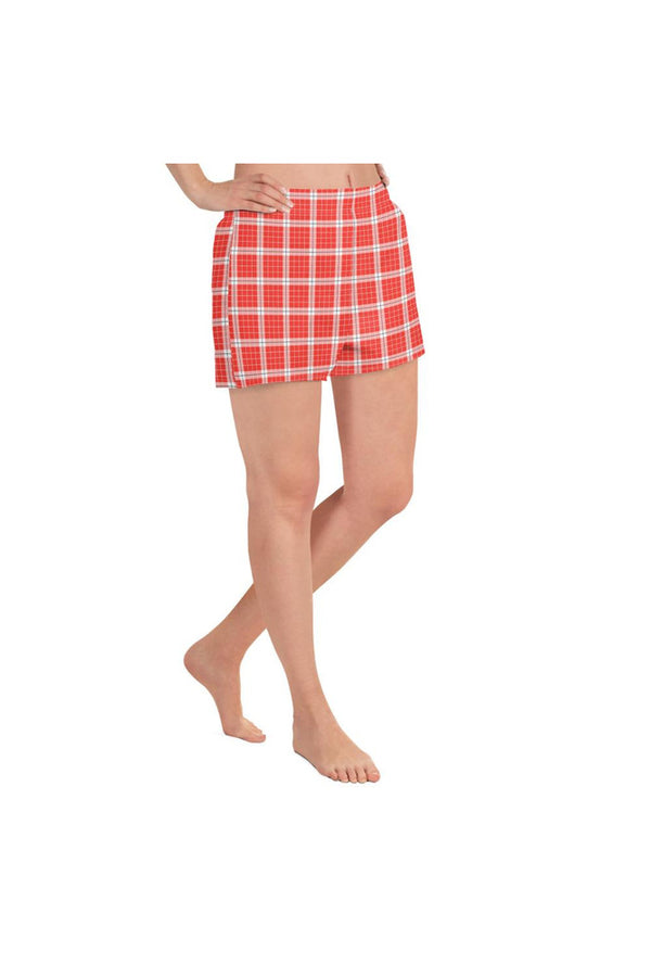 Red Plaid Women's Athletic Short Shorts - Objet D'Art