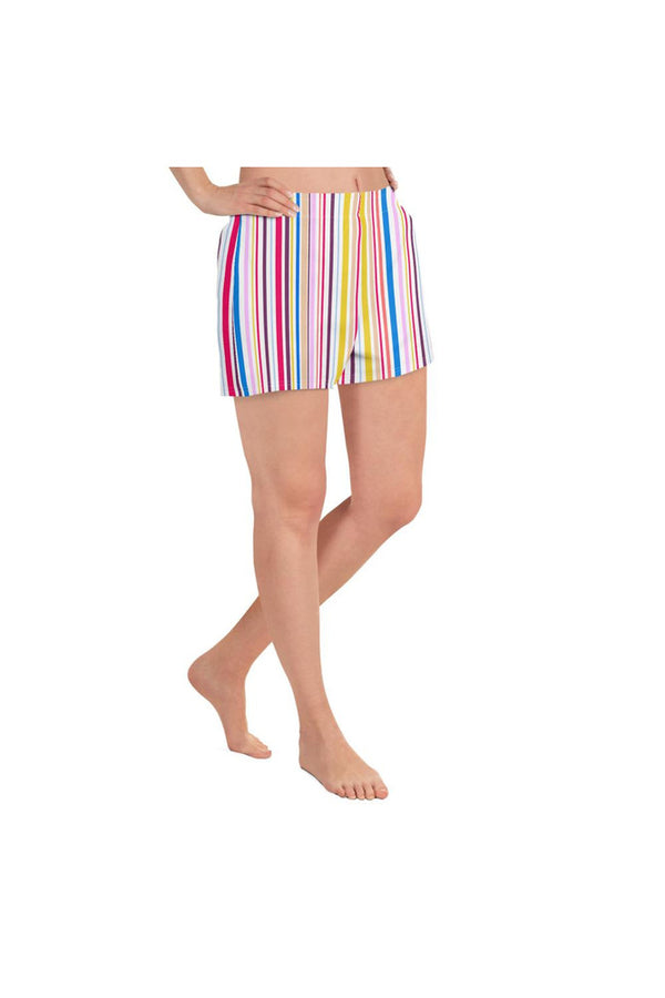 Vertical Stripes Women's Athletic Short Shorts - Objet D'Art