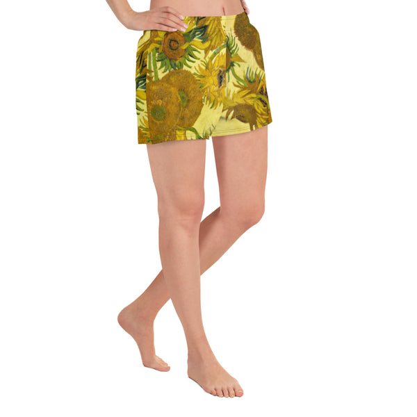 Van Gogh Sunflower Women's Athletic Short Shorts - Objet D'Art