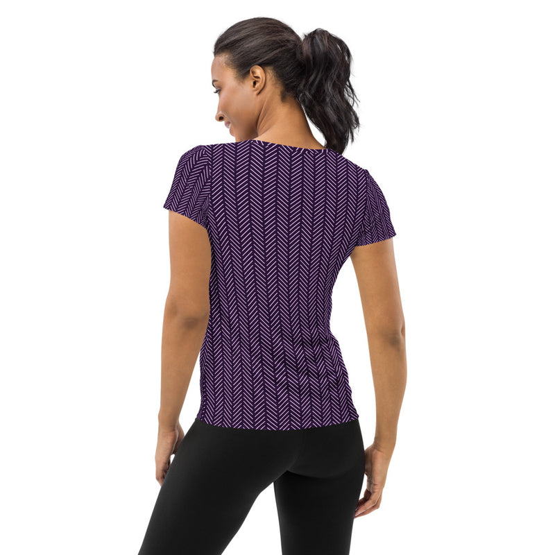 Posh Plum Herringbone Women's Athletic T-shirt - Objet D'Art