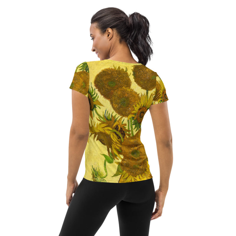 Van Gogh Sunflower Women's Athletic T-shirt - Objet D'Art