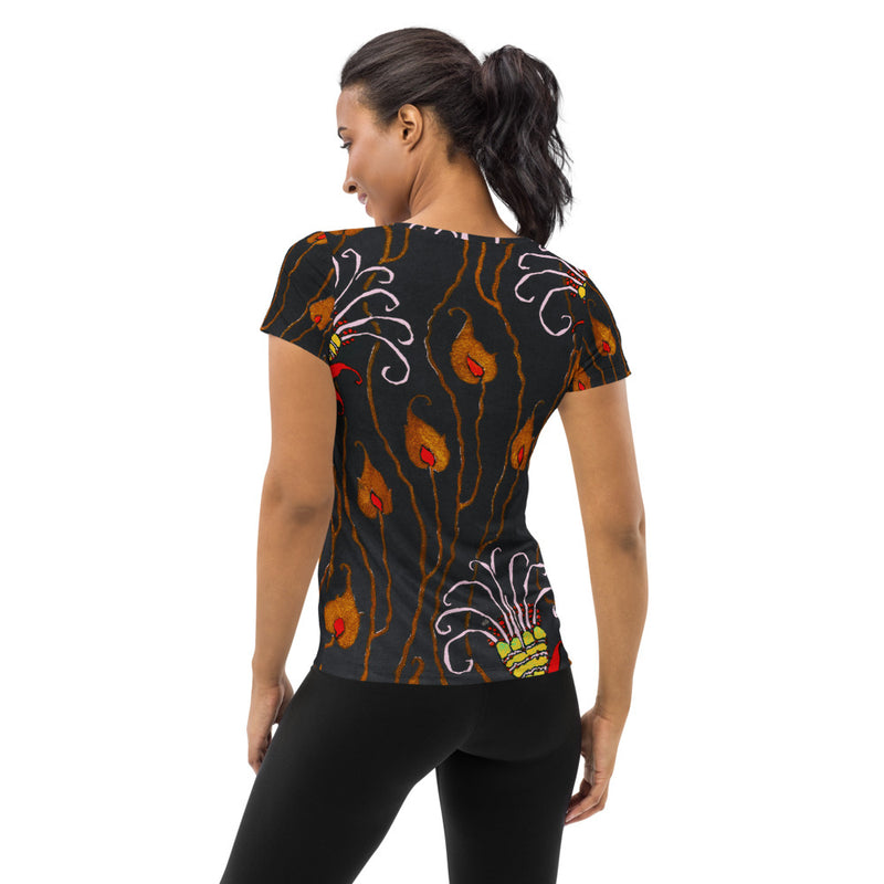 Art Deco Fleur Women's Athletic T-shirt - Objet D'Art