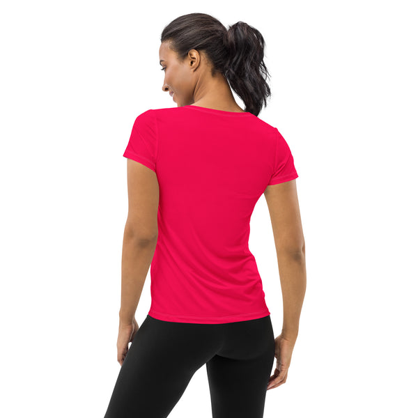 Rose Pink Women's Athletic T-shirt - Objet D'Art
