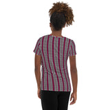 Striped Quincunx Vintage Print Women's Athletic T-shirt - Objet D'Art