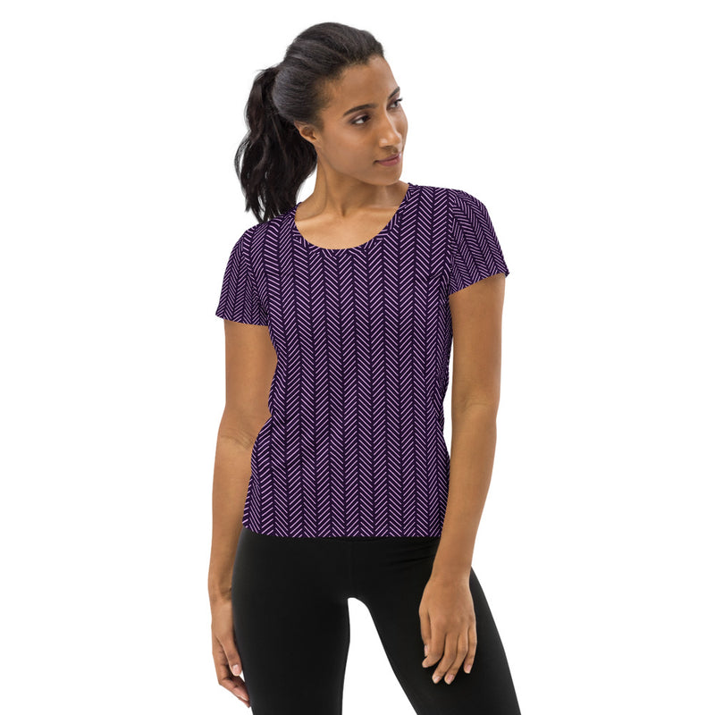 Posh Plum Herringbone Women's Athletic T-shirt - Objet D'Art