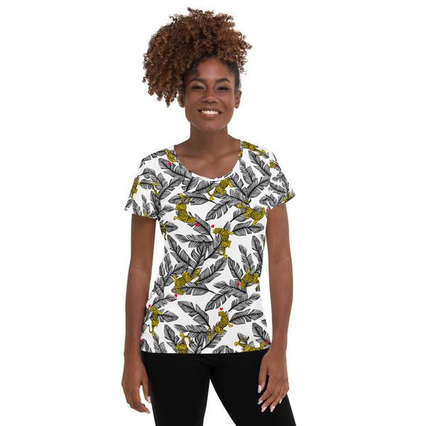 Crouching Tiger Women's Athletic T-shirt - Objet D'Art