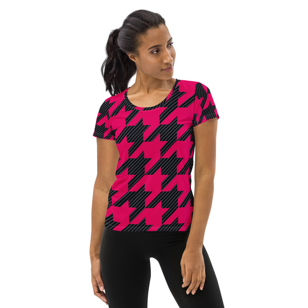 Houndstooth Innuendos Women's Athletic T-shirt - Objet D'Art