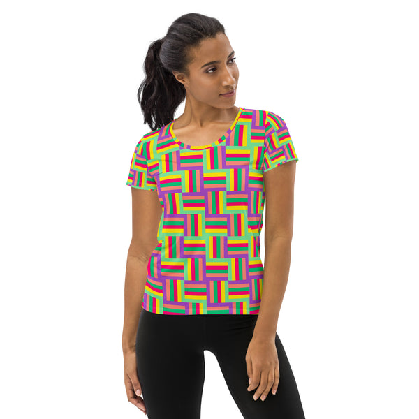 Color Matrix Women's Athletic T-shirt - Objet D'Art