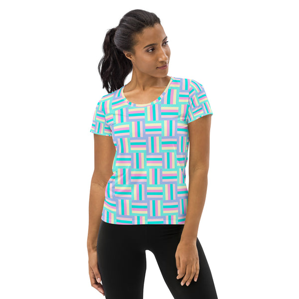 Screen Color Matrix Women's Athletic T-shirt - Objet D'Art