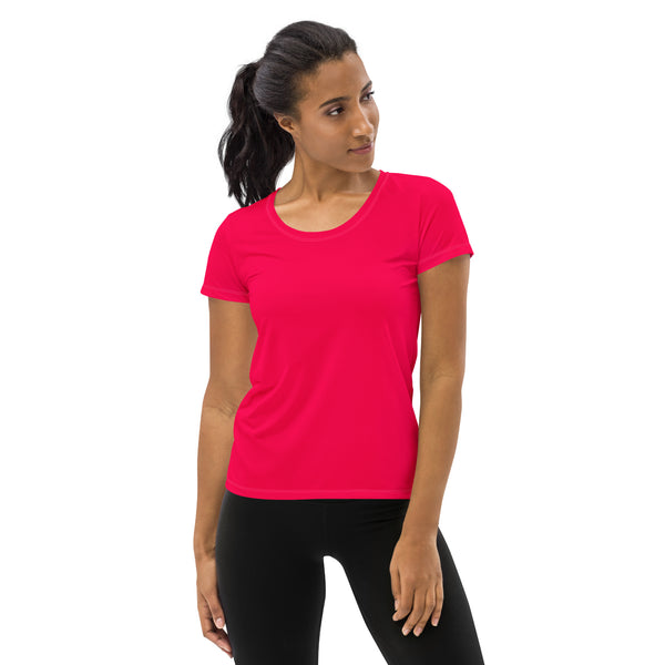Rose Pink Women's Athletic T-shirt - Objet D'Art