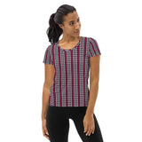 Striped Quincunx Vintage Print Women's Athletic T-shirt - Objet D'Art