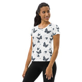 Skull & Butterflies Women's Athletic T-shirt - Objet D'Art