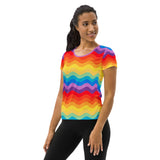 Color Wave Women's Athletic T-shirt - Objet D'Art