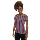 Striped Quincunx Vintage Print Women's Athletic T-shirt - Objet D'Art