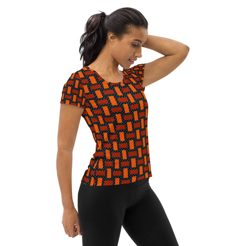Autumn Geometry All-Over Print Women's Athletic T-shirt - Objet D'Art
