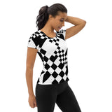 Chicly Checkered Women's Athletic T-shirt - Objet D'Art