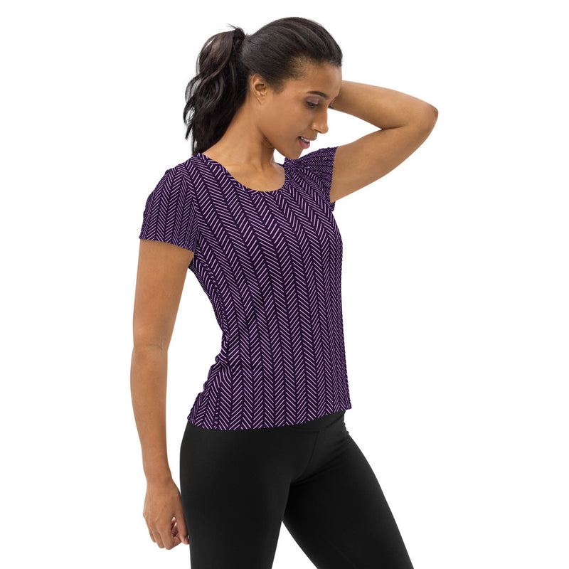 Posh Plum Herringbone Women's Athletic T-shirt - Objet D'Art