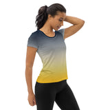 Blue and Gold Ombre Women's Athletic T-shirt - Objet D'Art