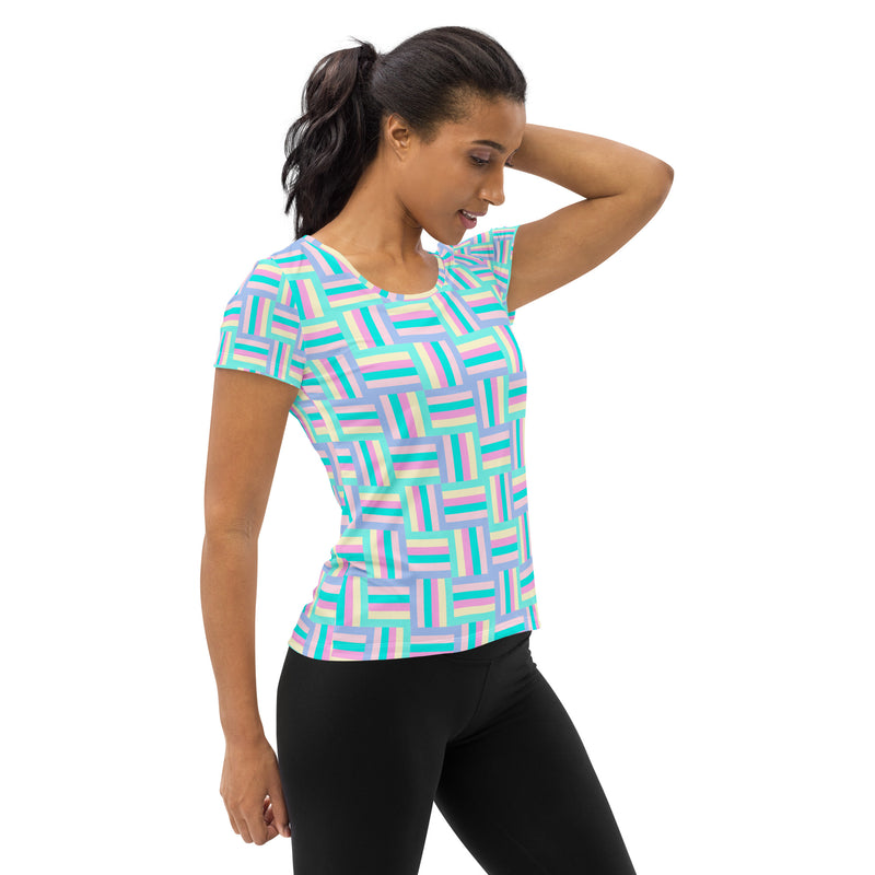 Screen Color Matrix Women's Athletic T-shirt - Objet D'Art
