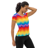 Color Wave Women's Athletic T-shirt - Objet D'Art