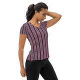 Striped Quincunx Vintage Print Women's Athletic T-shirt - Objet D'Art